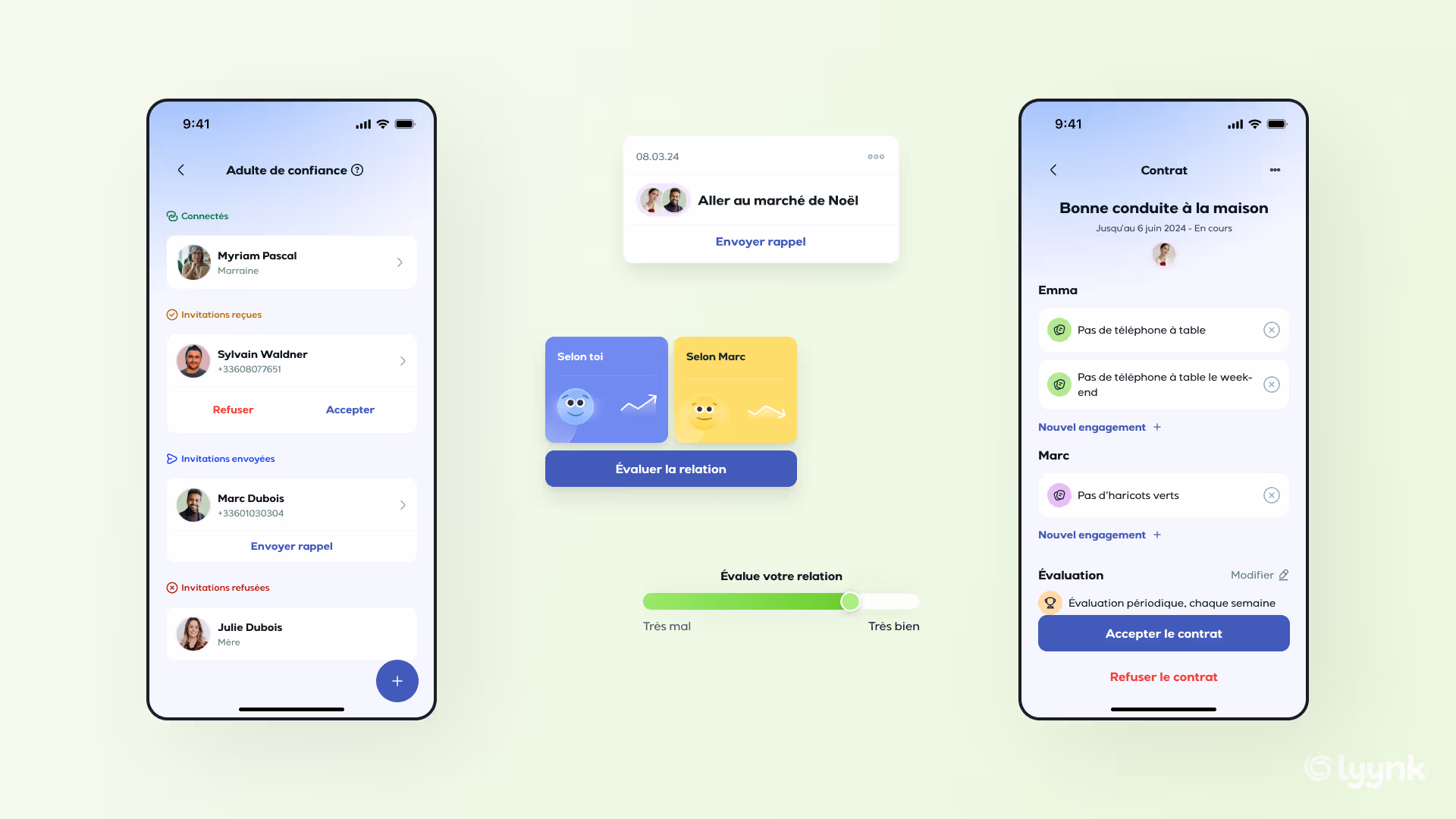 Young and Adult connexion screen mockups