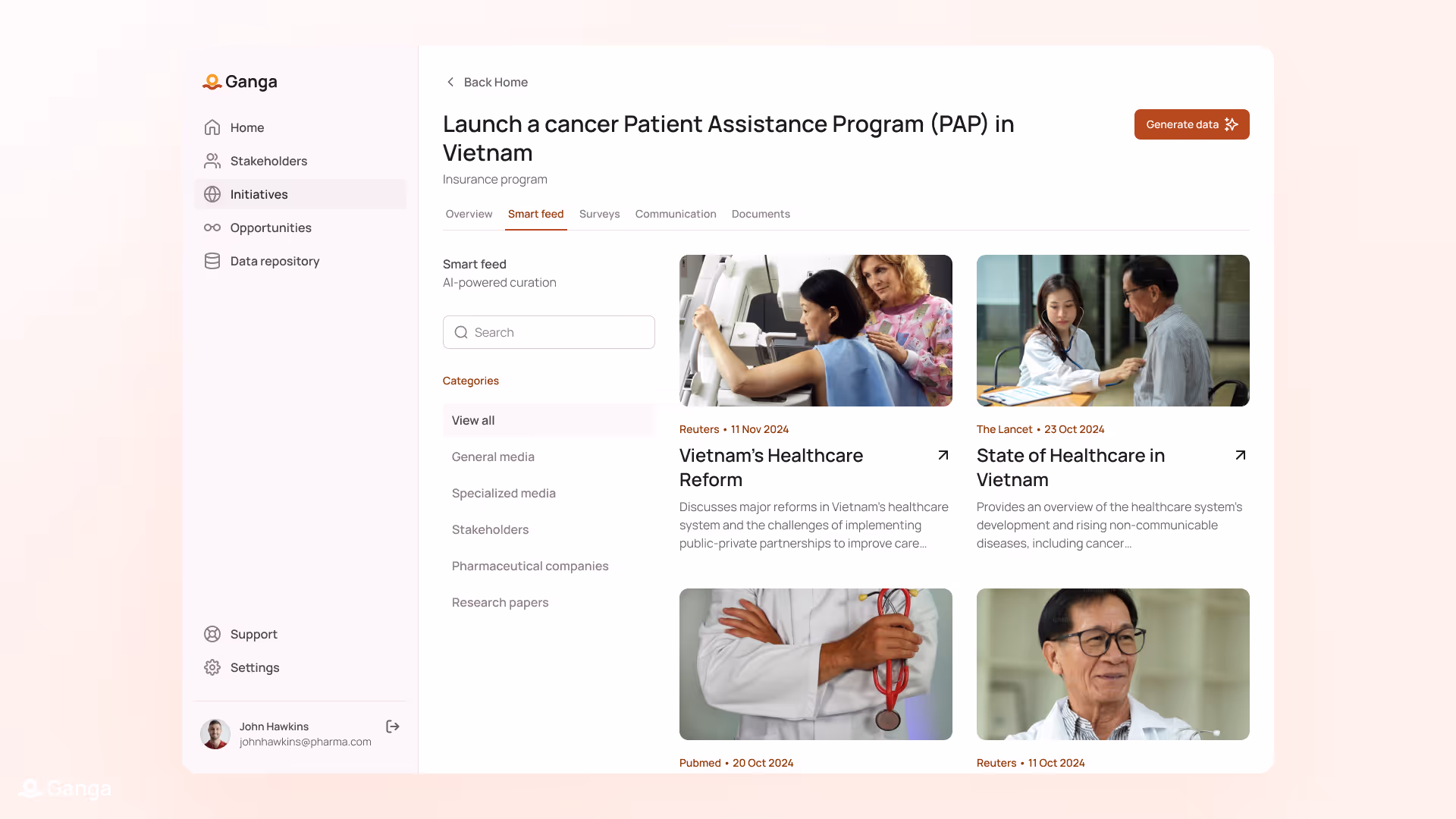 Initiative Smart Feed screen